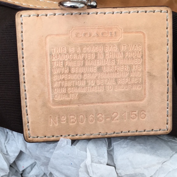 Coach Signature Slouchy Tote Signature Logo Canvas & Leather Khaki Bag purse - Picture 4 of 13